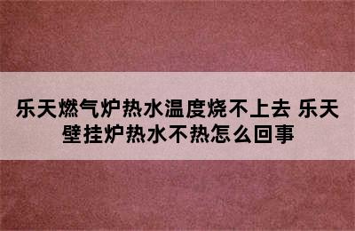 乐天燃气炉热水温度烧不上去 乐天壁挂炉热水不热怎么回事